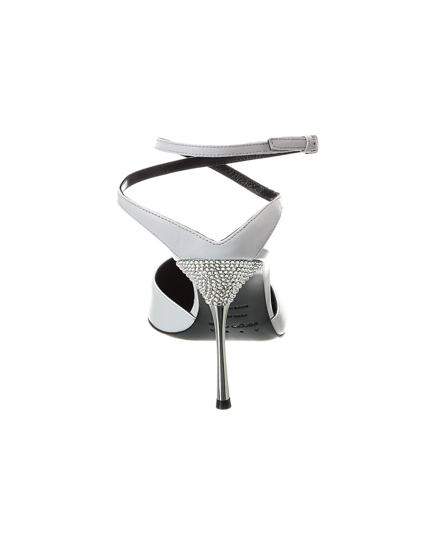 Атласные туфли-лодочки Sergio Rossi с обхватом щиколотки, белый — фото 3
