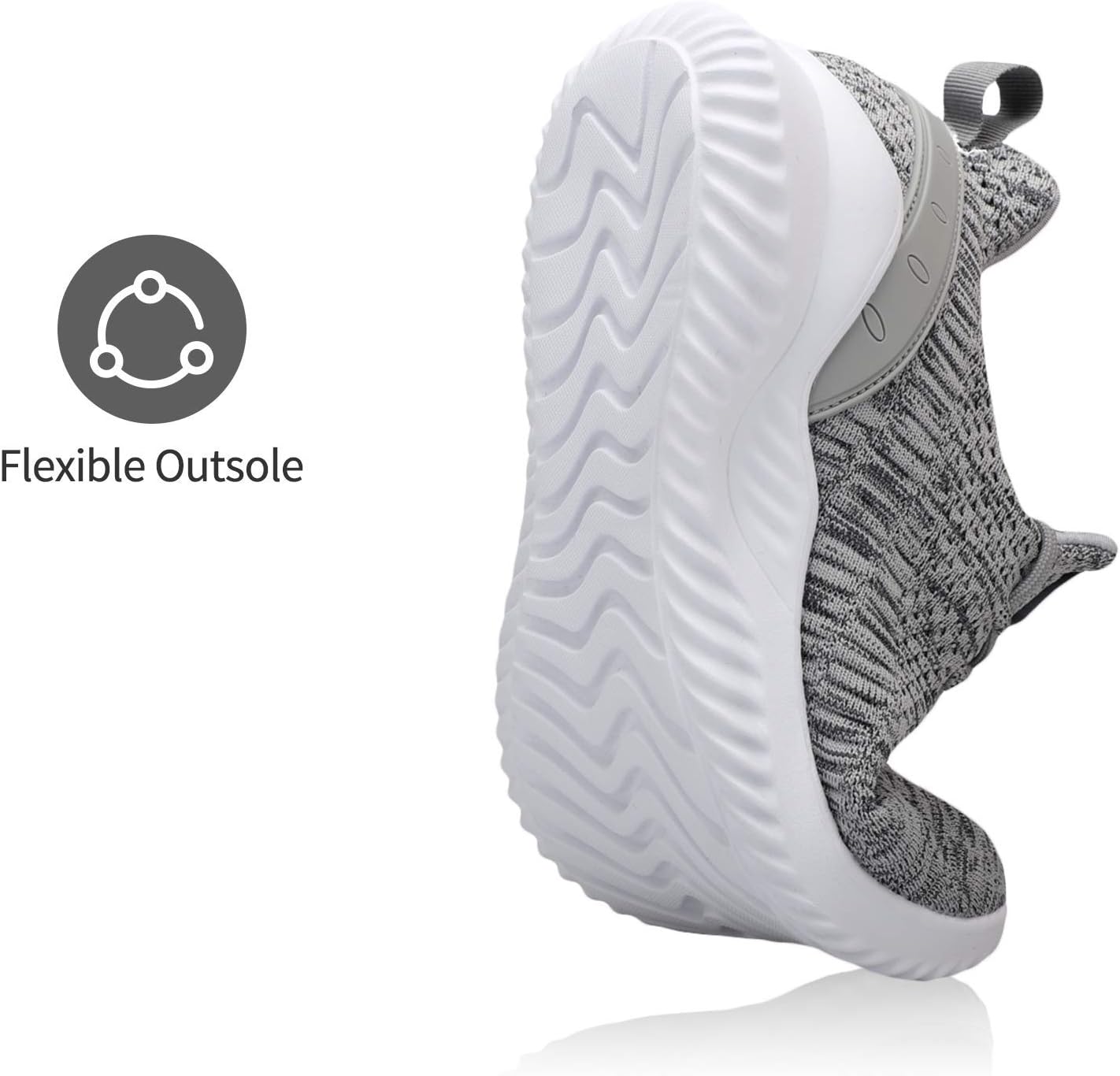 Кроссовки Flysocks для мужчин с легкой посадкой, нескользящие кроссовки, легкие дышащие сетчатые кроссовки для повседневной носки, тенниса, бега и ходьбы, серый — фото 4