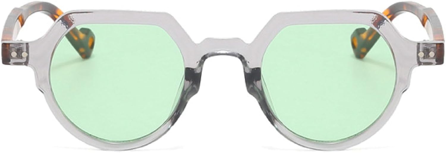 

Модные маленькие овальные солнцезащитные очки для женщин UV400 в винтажном панк-стиле с заклепками, конфетного цвета, женские и мужские солнцезащитные очки с леопардовым принтом N45 mincl, Gray Green
