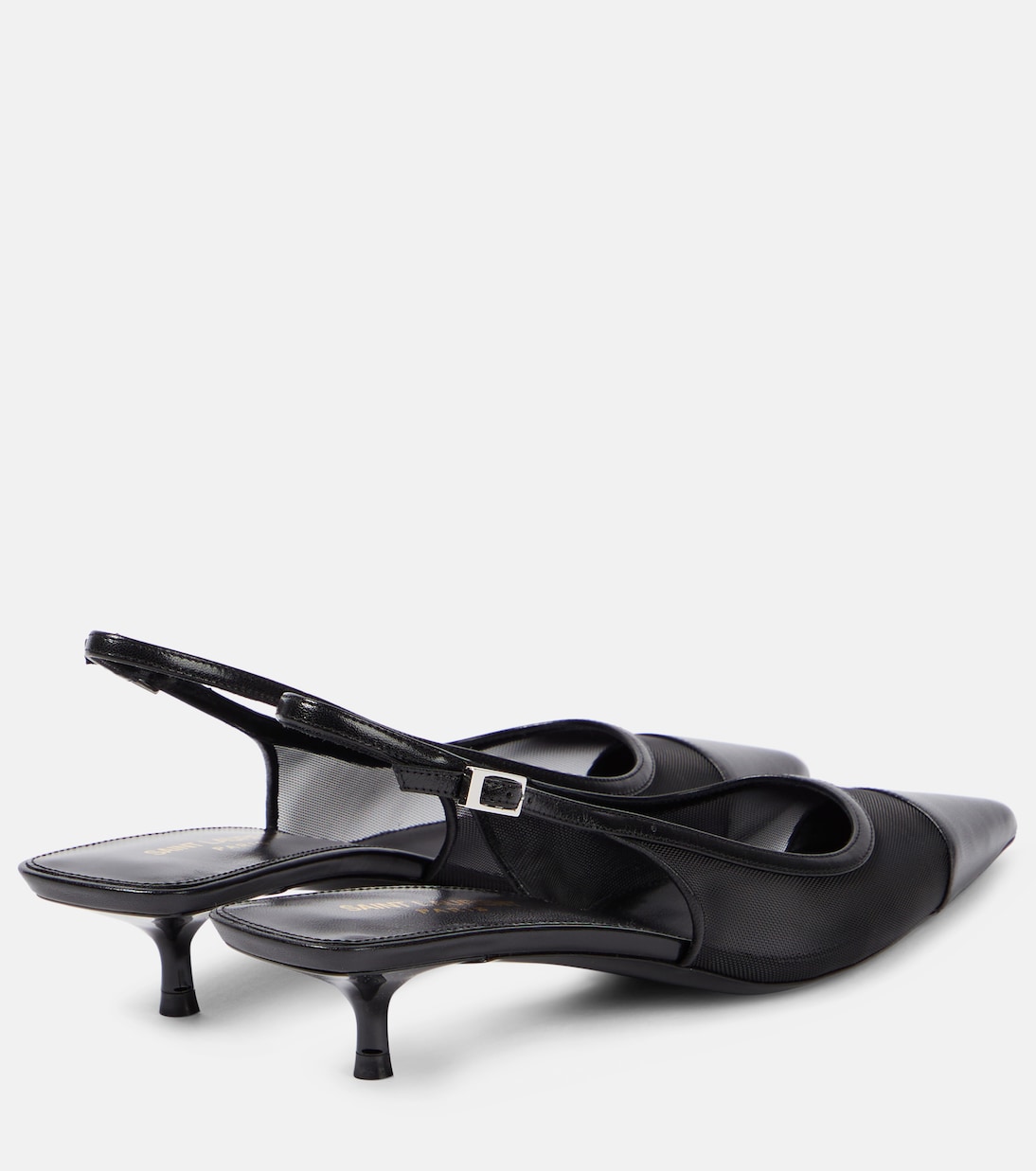 Туфли-лодочки Oxalis 30 с кожаными вставками и ремешком на пятке Saint Laurent, Noir/Noir — фото 3