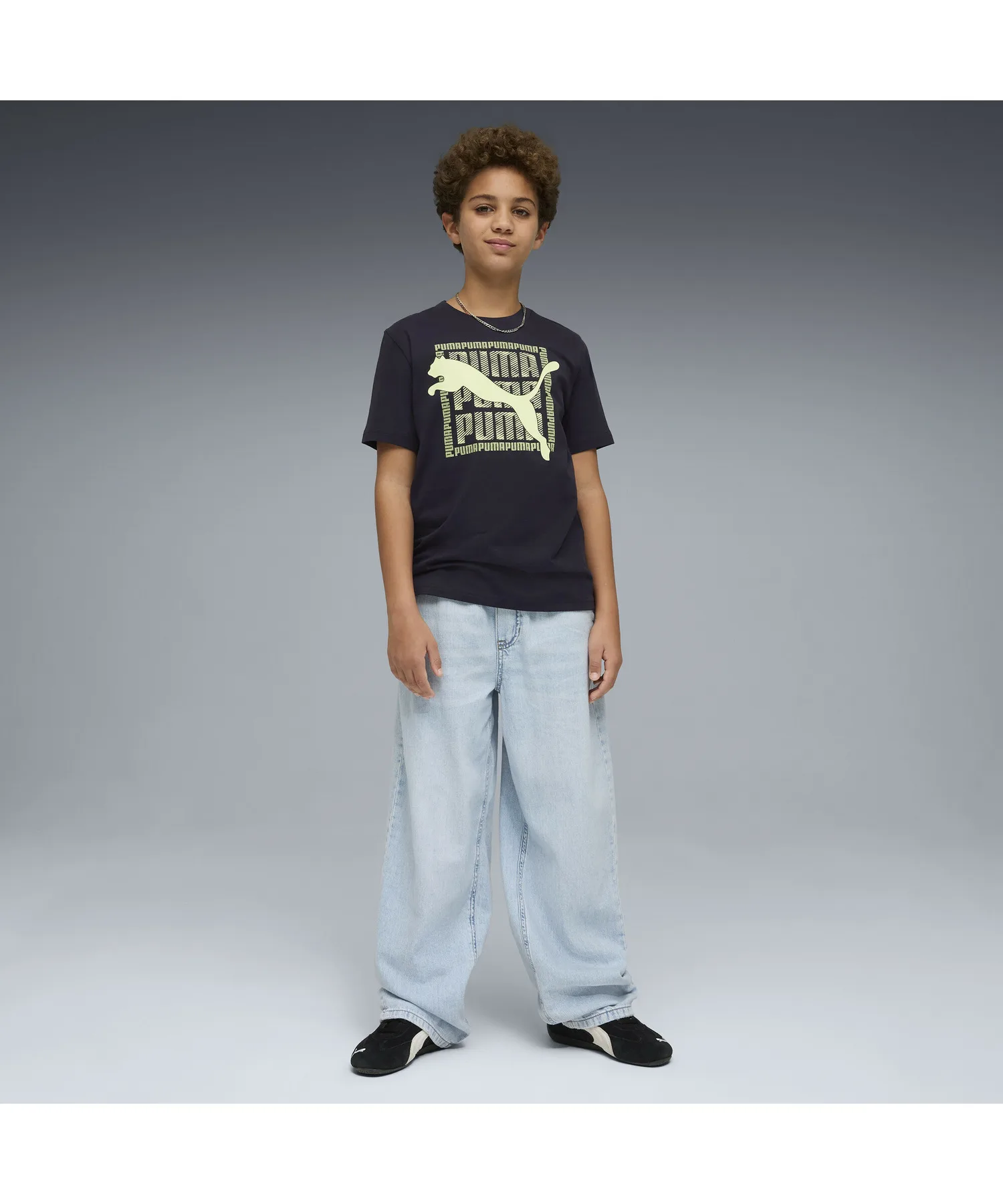 Детская футболка с графикой кота PUMA GRAPHIC Tee изумрудная — фото 3