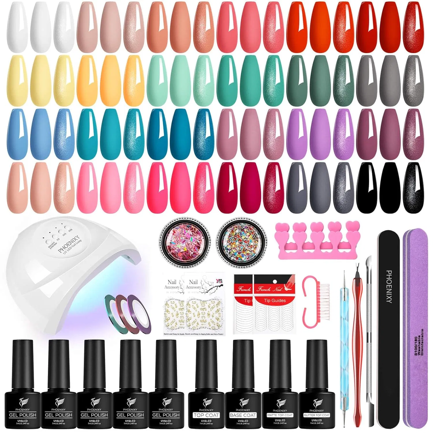 Стартовый набор для гель-лака «Gel Nails Starter Set» от Phoenixy с УФ-лампой 48 Вт Phoenixy, S19-Summer Sea Wind