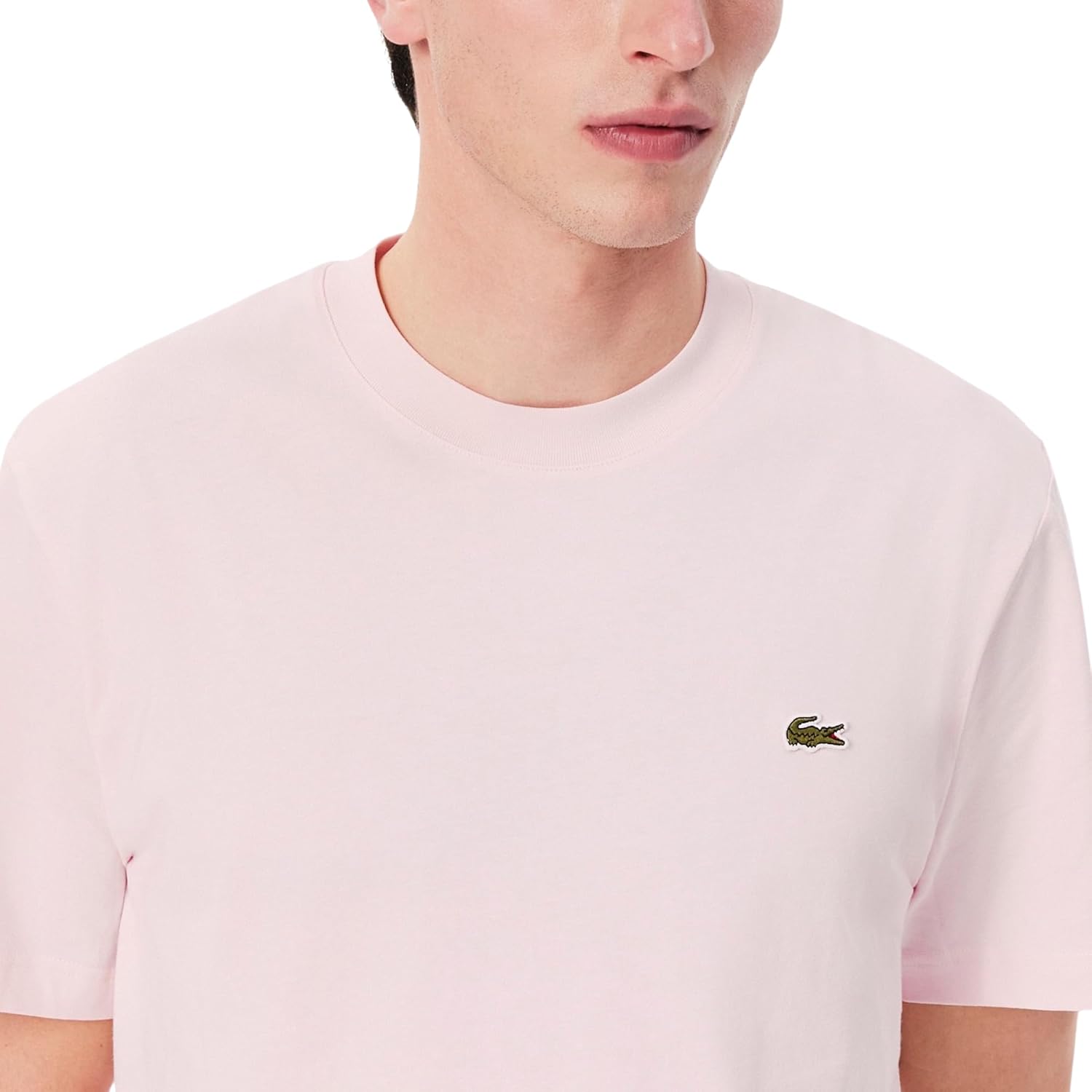 Мужская хлопковая футболка с логотипом Lacoste, Light Pink — фото 2