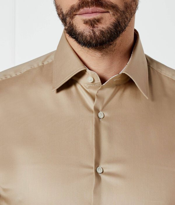 Рубашка Boss H Hank Kent C3-214 Slim Fit, бежевый — фото 4
