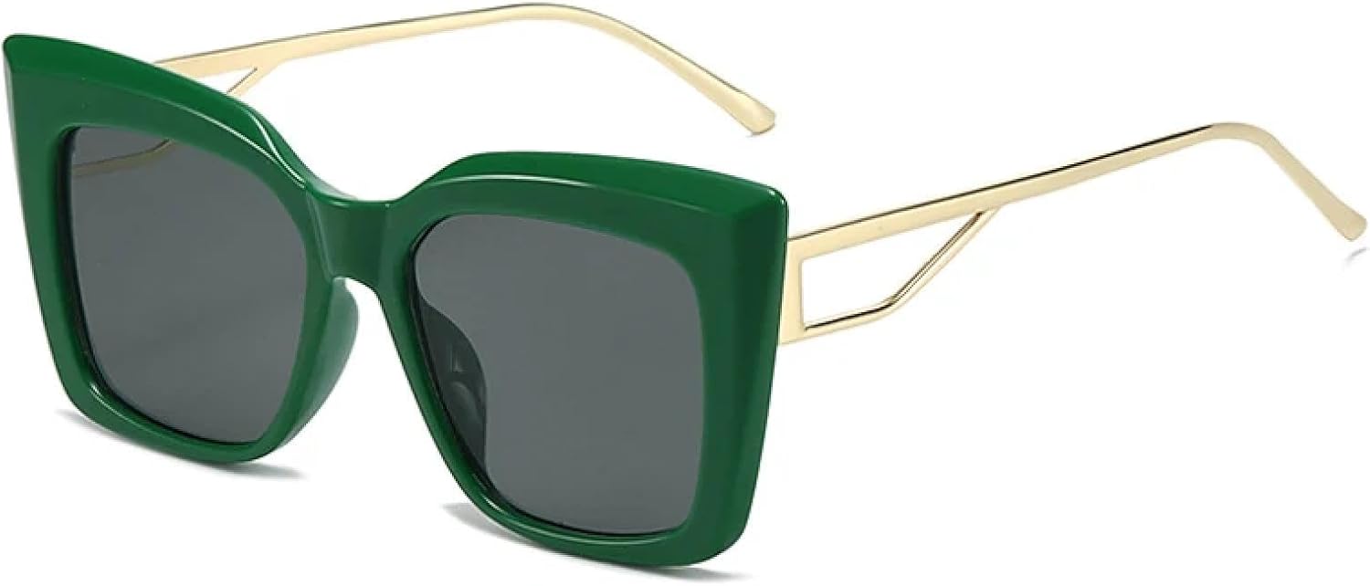 

Солнцезащитные очки «кошачий глаз» для мужчин и женщин, модная оправа, большие роскошные солнцезащитные очки для мужчин, полые очки, защита от УФ-излучения UV400 TKKTLLT, Green Gray