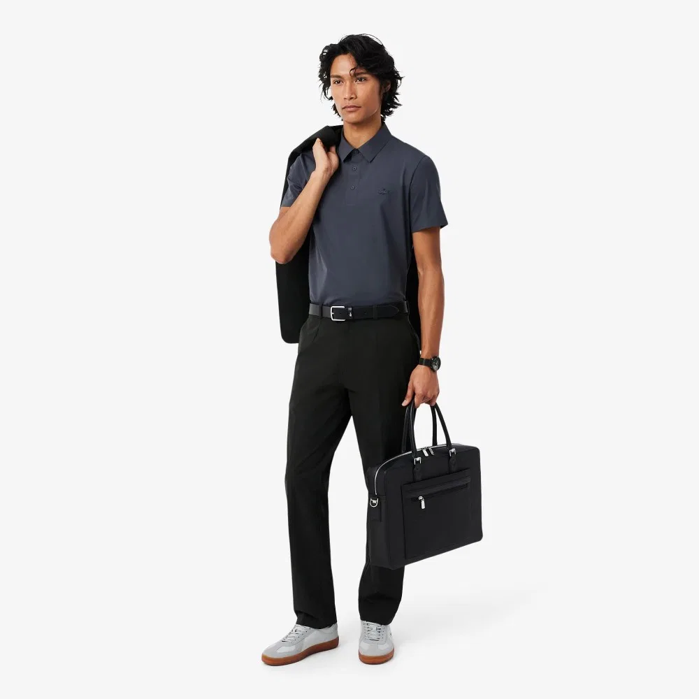 Мужская футболка-поло Commuter с коротким рукавом тёмно-серого цвета от Lacoste — фото 4