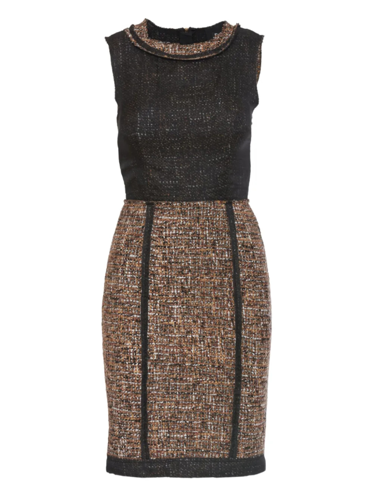 

Платье из твида с добавлением шелка и шерсти D&G Vintage, коричневый