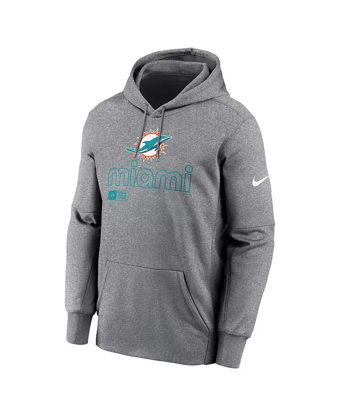 Мужская серая худи Miami Dolphins Performance Pullover Hoodie в рубчик Nike — фото 2