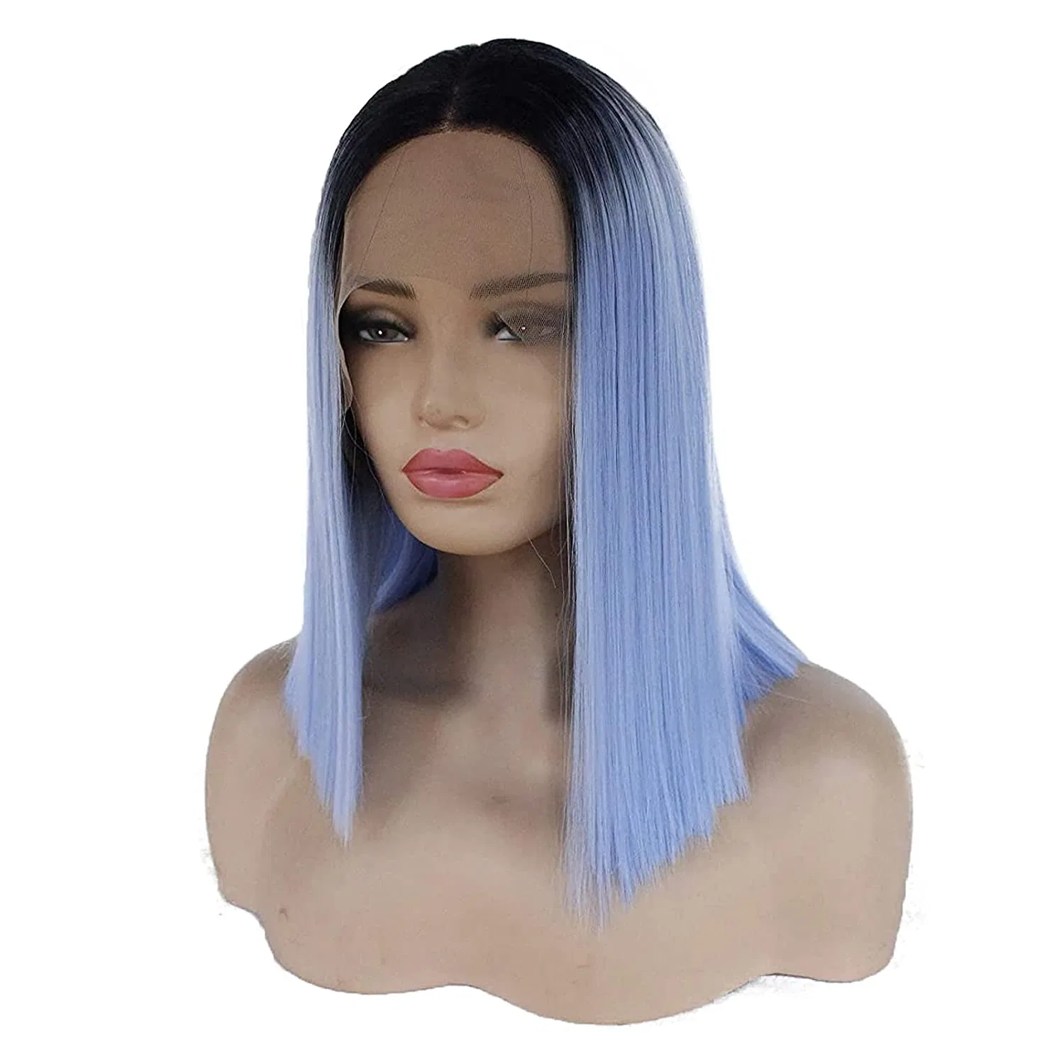 Женский короткий парик-каре Karissa Ombre Blue Synthetic Lace Front с темными корнями Karissa Hair — фото 4