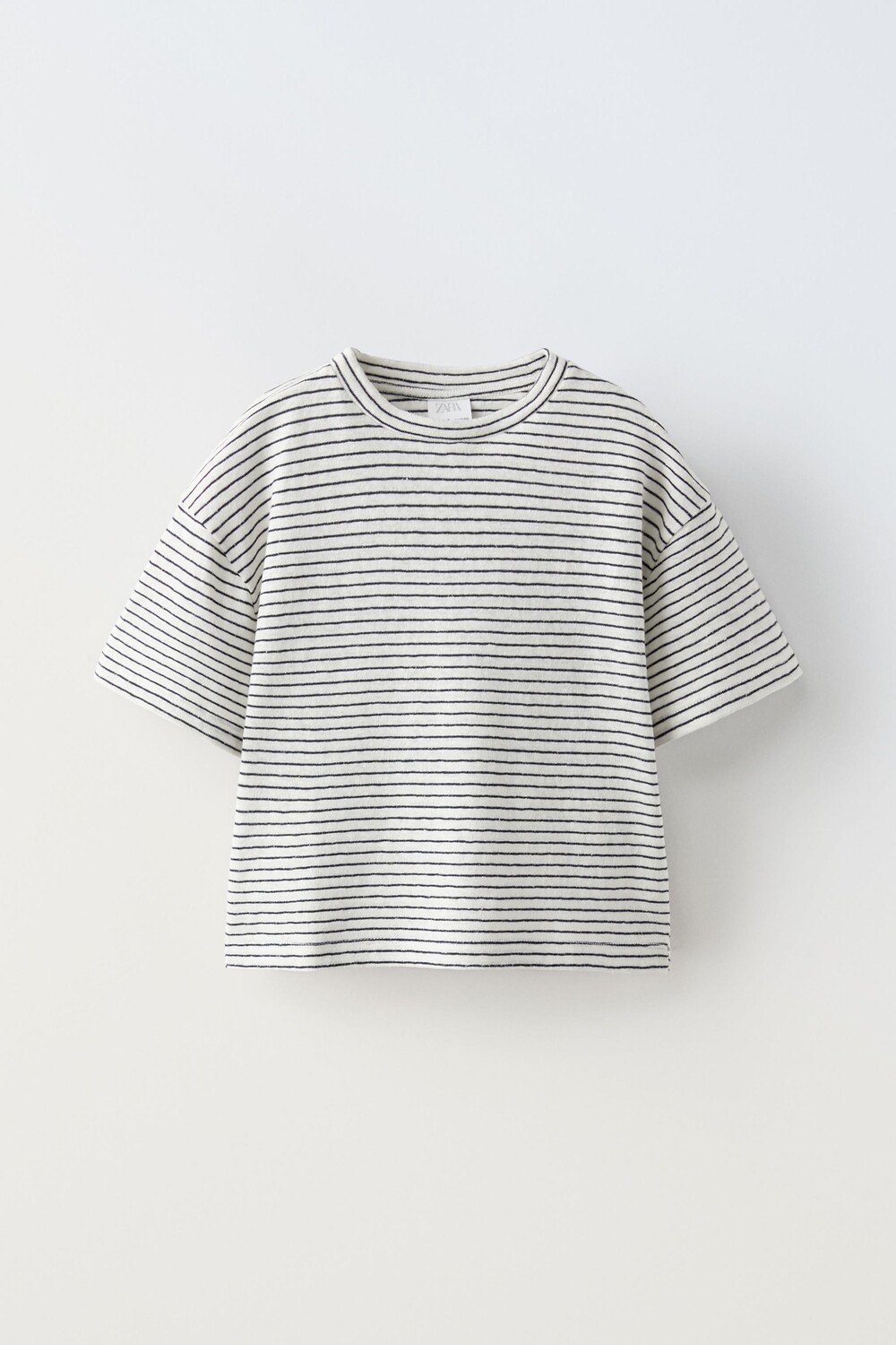 

Футболка из хлопка и льна в полоску ZARA, цвет striped