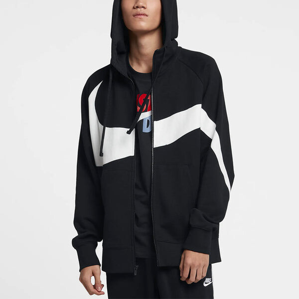 Толстовка men's coat hooded color block zipper closure sportswear Nike, черный — фото 4