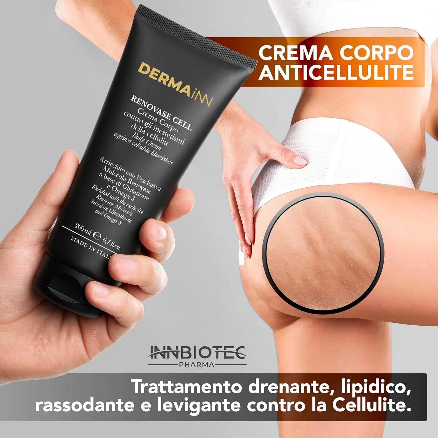 Антицеллюлитный крем Renovase Cell Forte для тела, ног и ягодиц Innbiotec Pharma — фото 2
