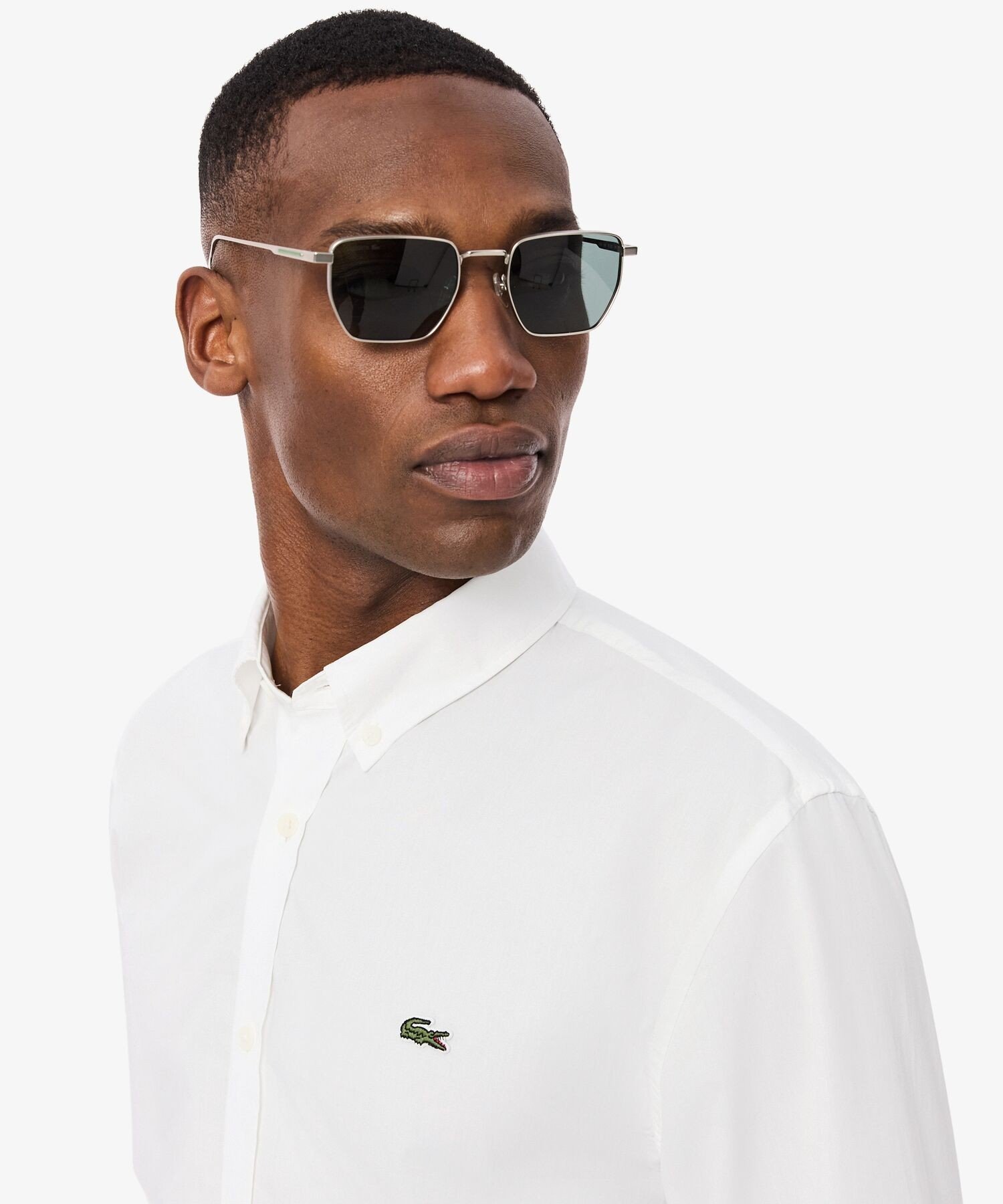 Базовая однотонная рубашка на пуговицах LACOSTE, White — фото 2