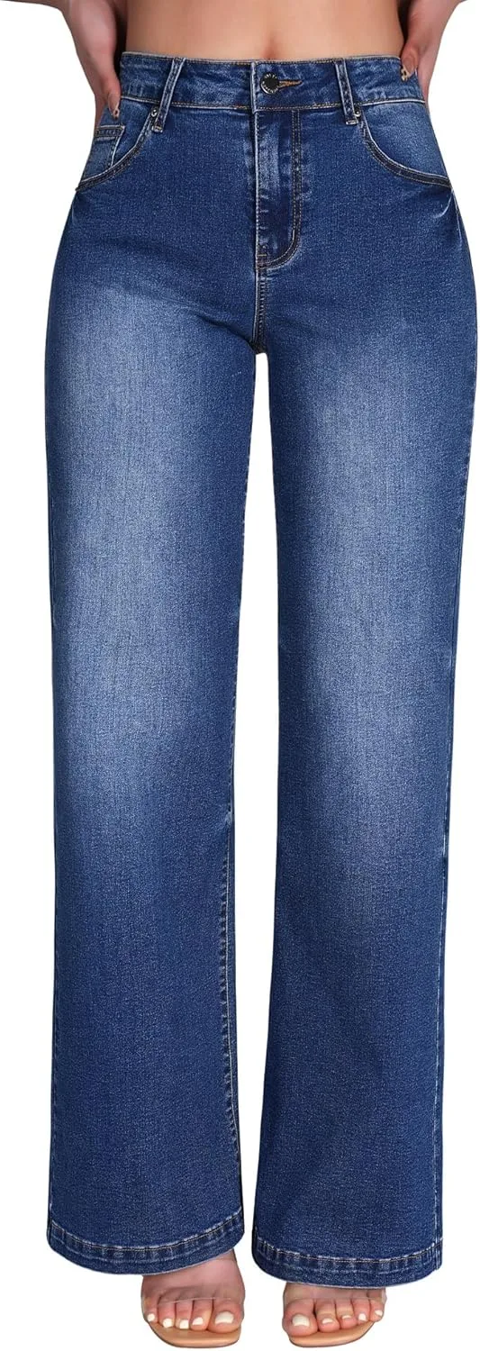 

Женские джинсы Wide Leg High Waisted с эффектом стрейч и специальной линией прессинга Flvsun