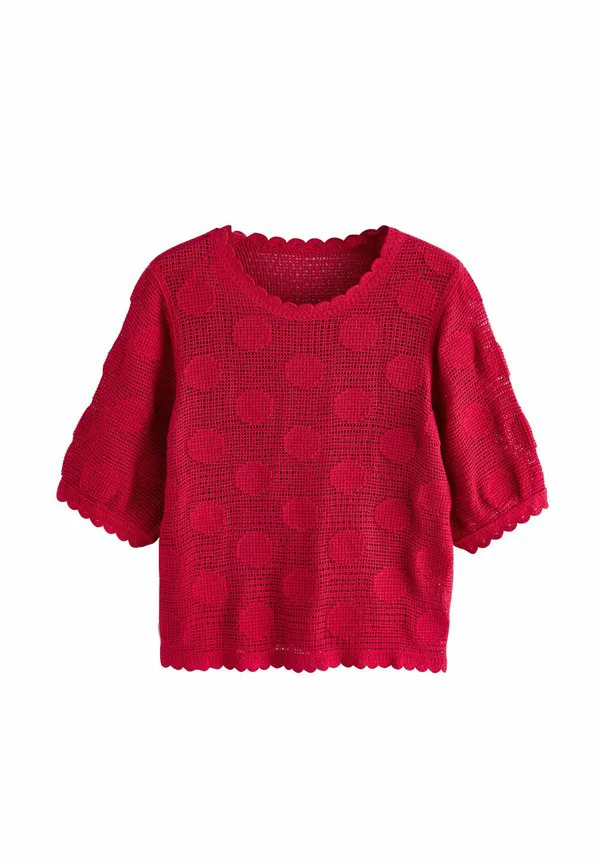 Блузка прямого кроя с коротким рукавом и круглым вырезом Next, Red Polka Dot