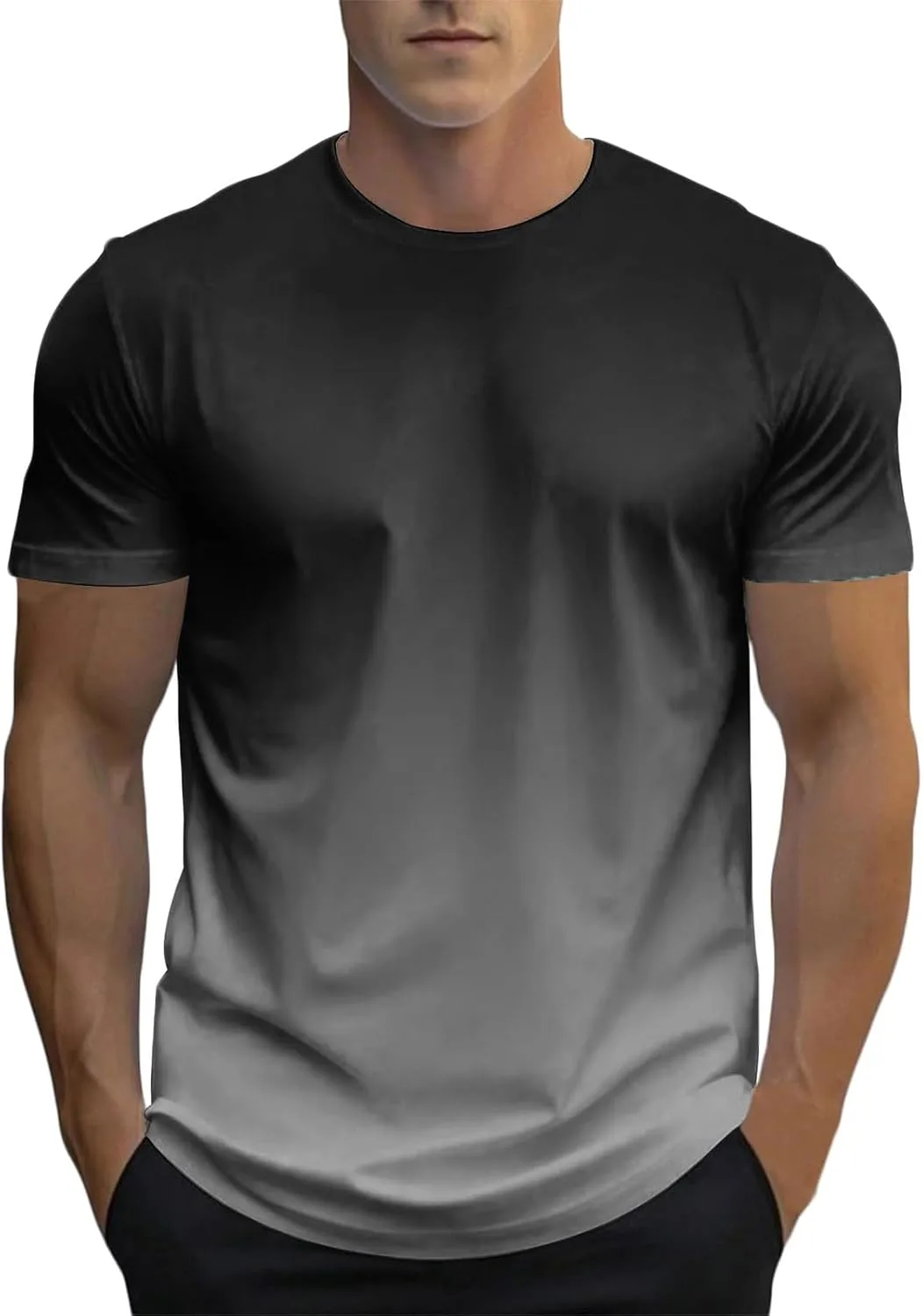 

Мужская футболка с градиентом, короткий рукав, круглый вырез, летняя