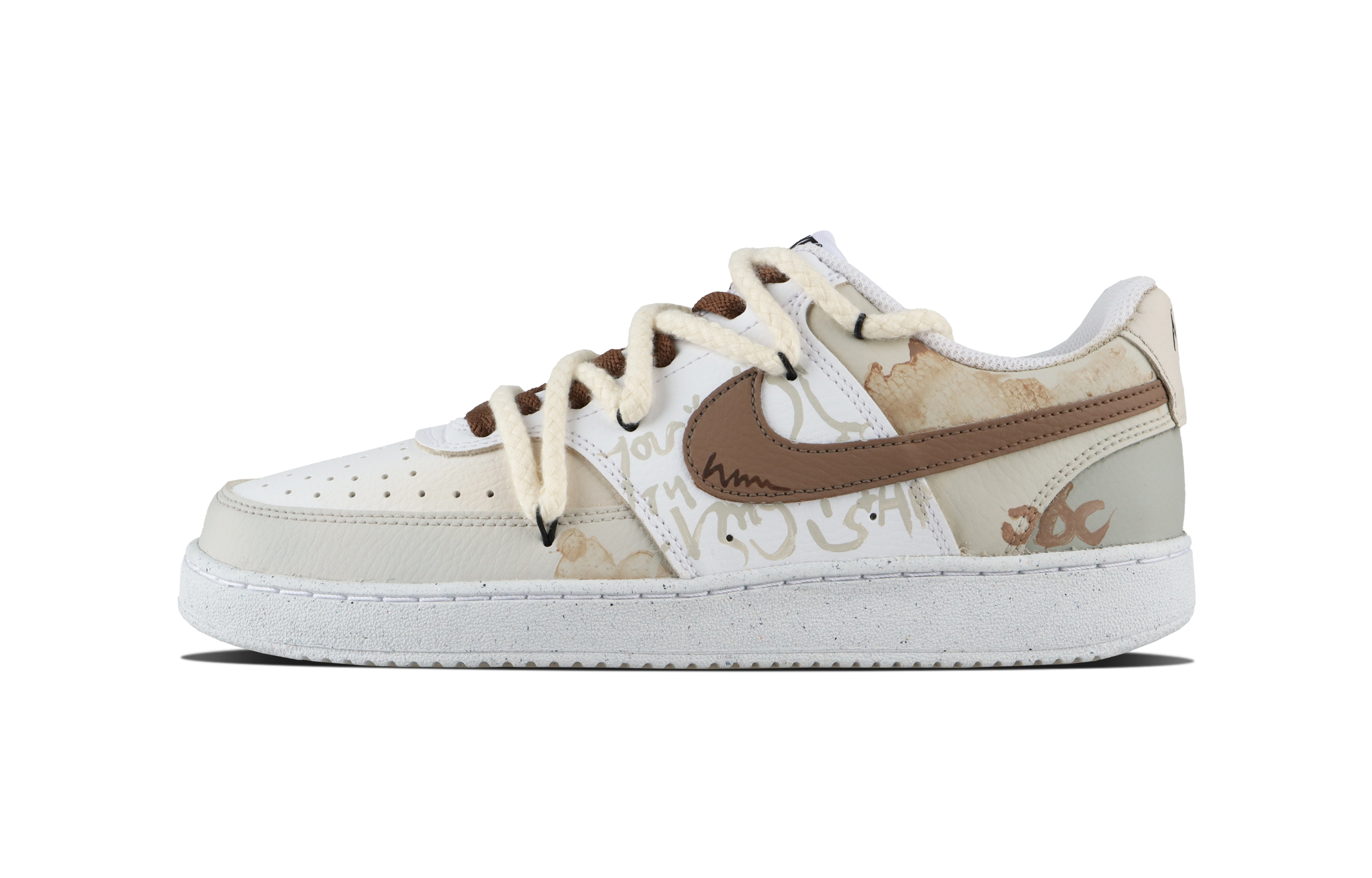 

Nike Кроссовки для скейтборда Court Vision 1 Rusty Traveler, износостойкие, низкие, мужские, коричневые, белые