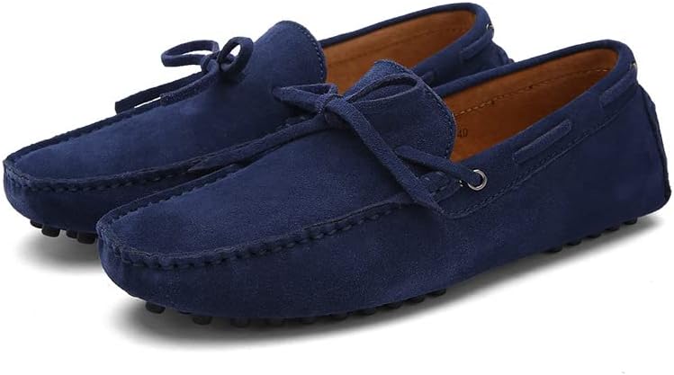 

Мужские лоферы-мокасины WAOLSU из замши с кожей, удобные повседневные туфли и прогулок, темно-синий