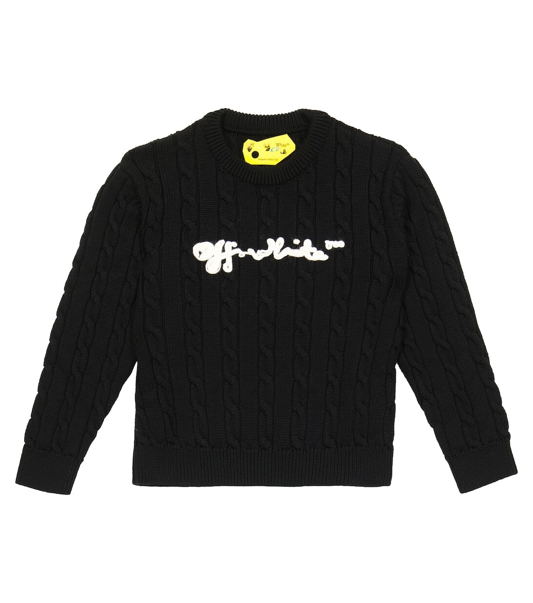 

Шерстяной свитер фактурной вязки с логотипом Off-White, черный