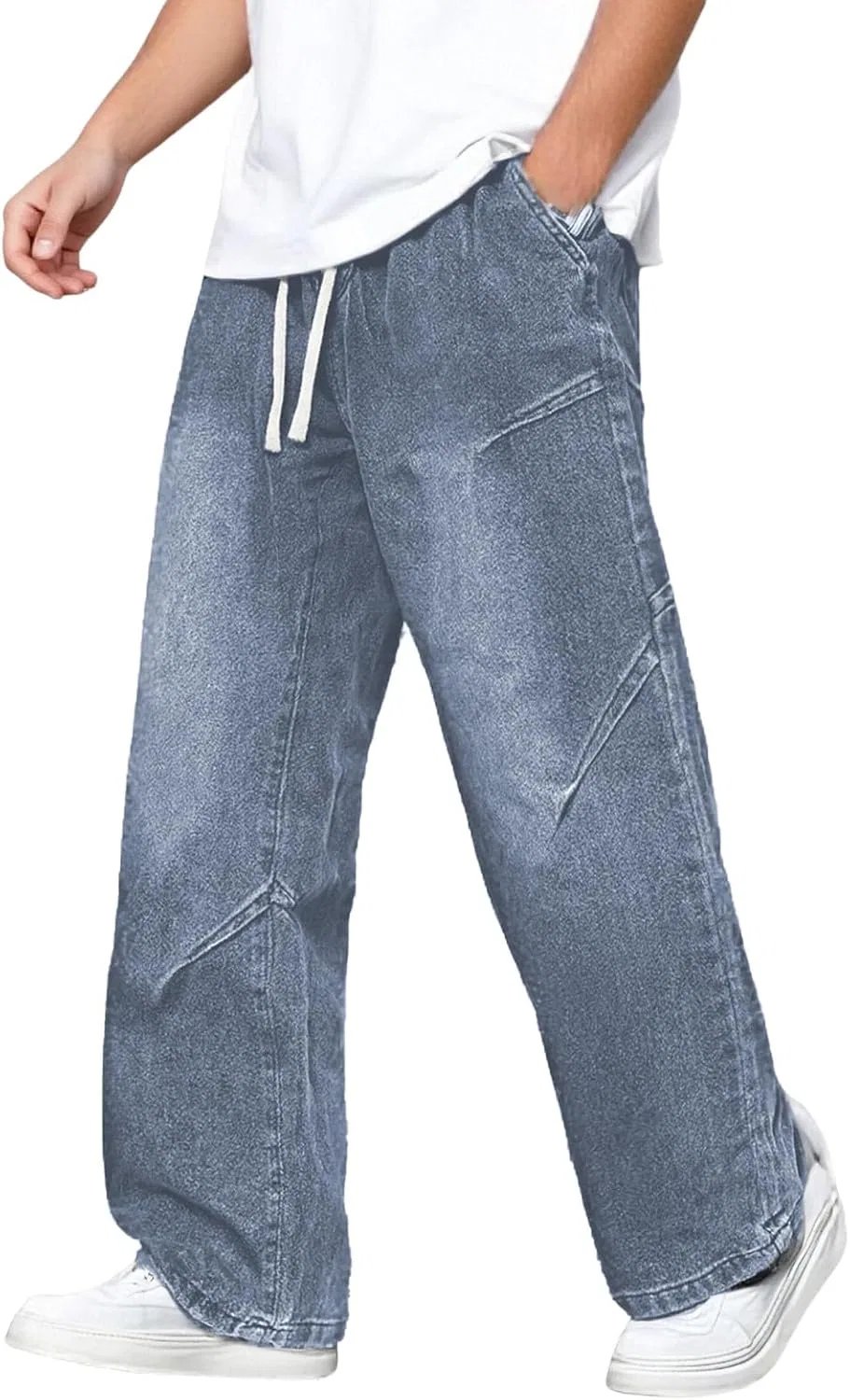 Джинсы свободные мужские, Y2K Streetwear, A02-blue