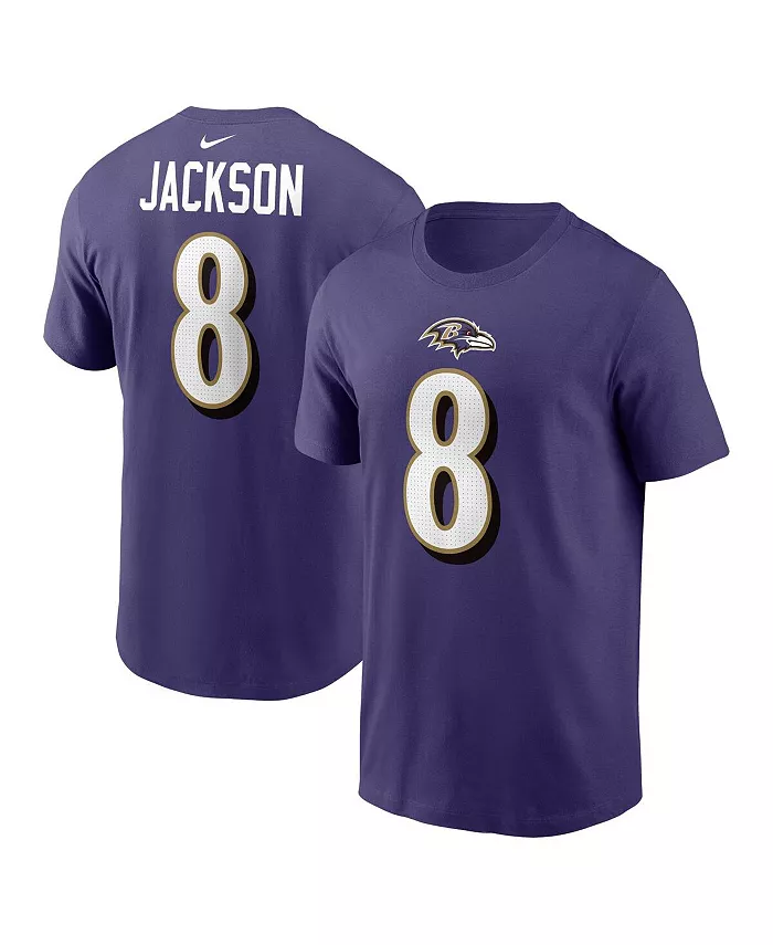 

Мужская футболка Lamar Player Name and Number Baltimore Ravens в фиолетовом цвете Nike