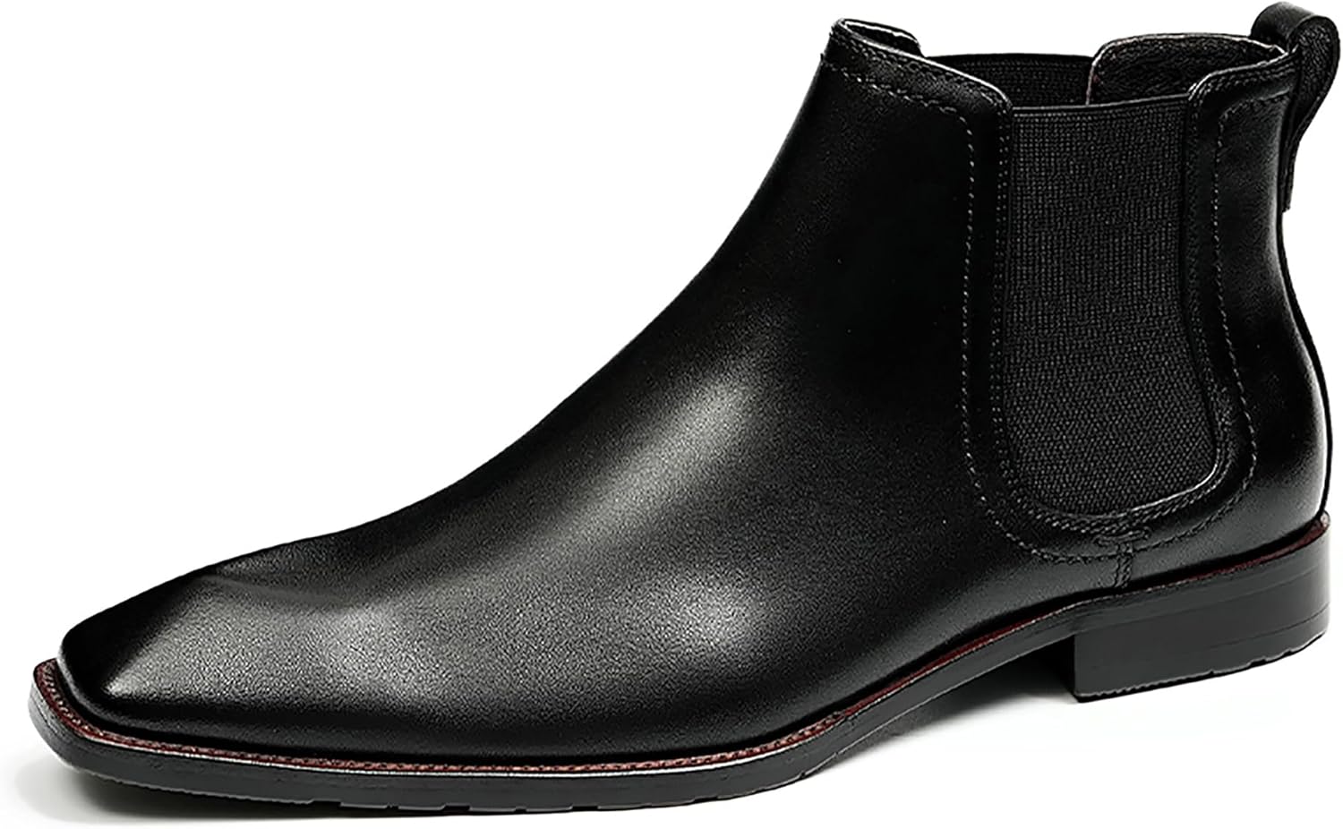

Мужские классические кожаные ботинки Santimon с плоским носком, Челси, для официальных мероприятий, зимние, теплые, с хлопковой подкладкой, ботинки до щиколотки, черный