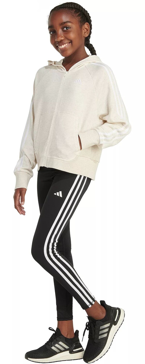 Толстовка из френч терри с тремя полосками и капюшоном Adidas для девочек — фото 2
