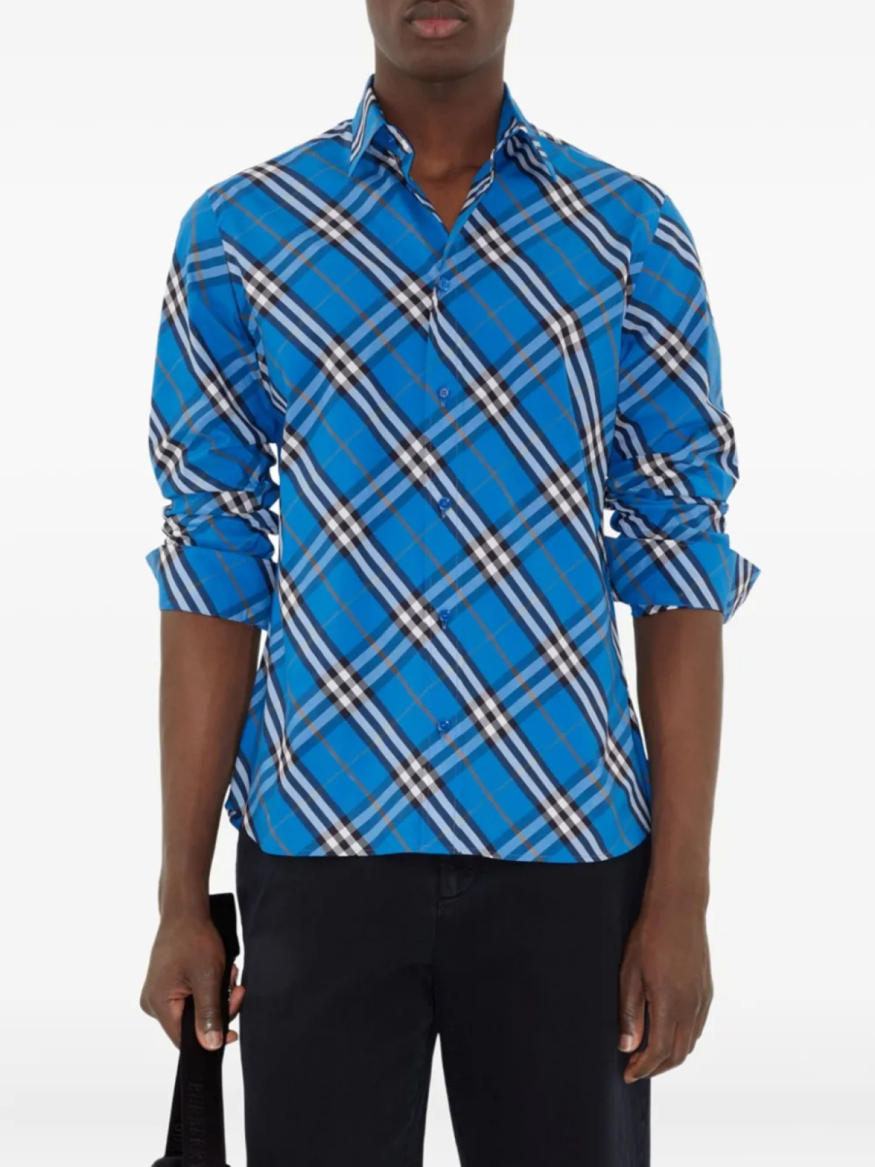 

Рубашка из хлопка в клетку Burberry, синий
