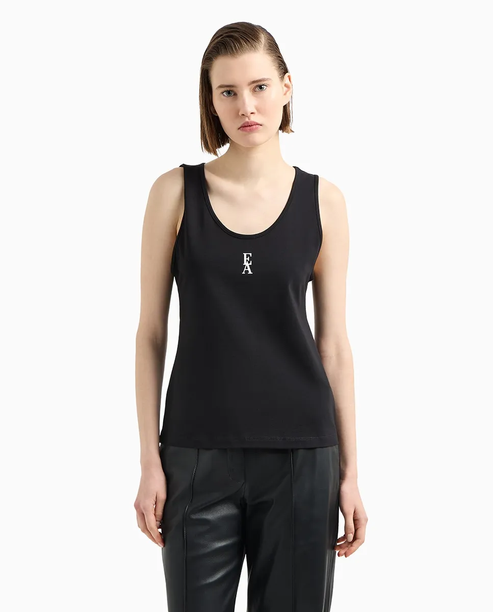 

Женский топ из органического хлопка с логотипом Emporio Armani, черный