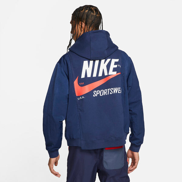 Толстовка Nike Sportswear Logo Hoodie 'Midnight Navy', синий — фото 2