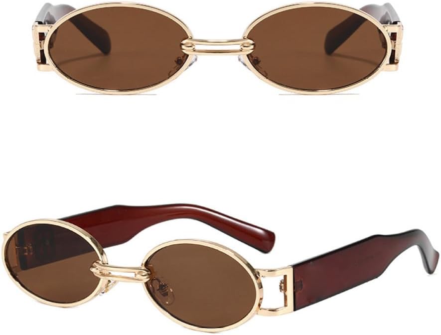 

Женские овальные солнцезащитные очки в винтажном стиле, маленькие металлические, в стиле панк, женские очки-очки в стиле стимпанк, защита от ультрафиолета UV400 HPIRME, Tea Tea