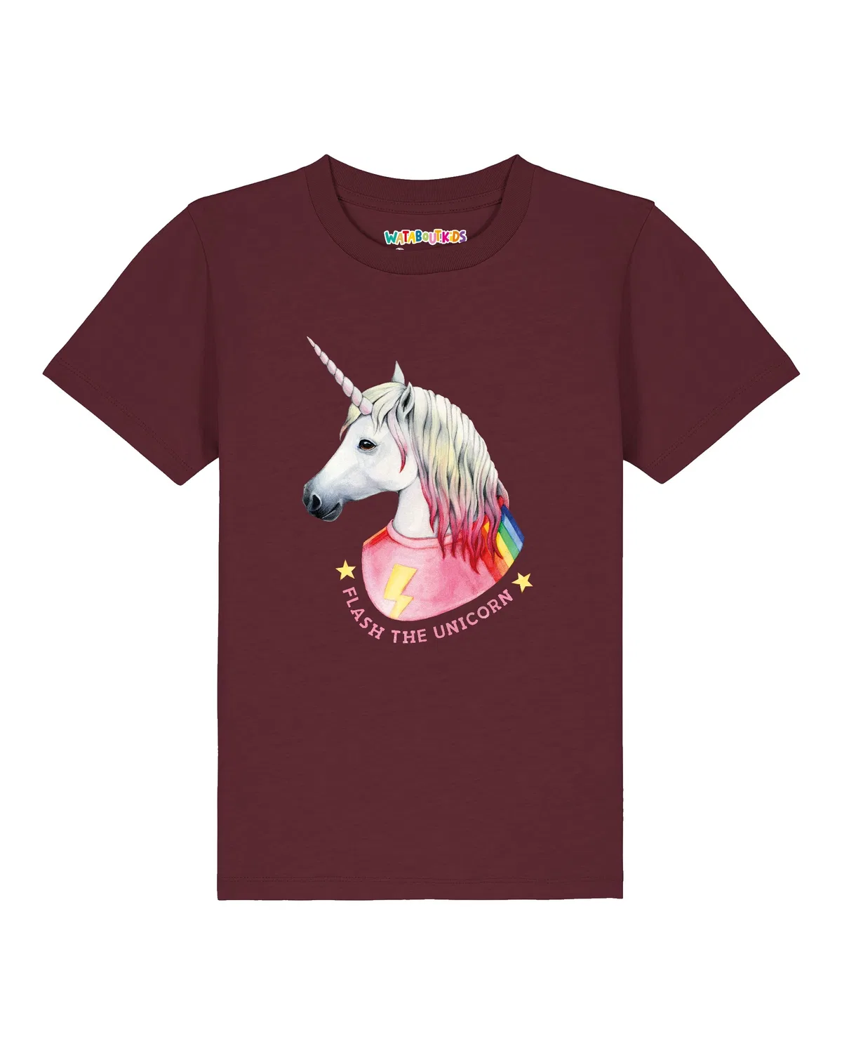 Футболка с единорогом Wat? Apparel, винно-красный — фото 2