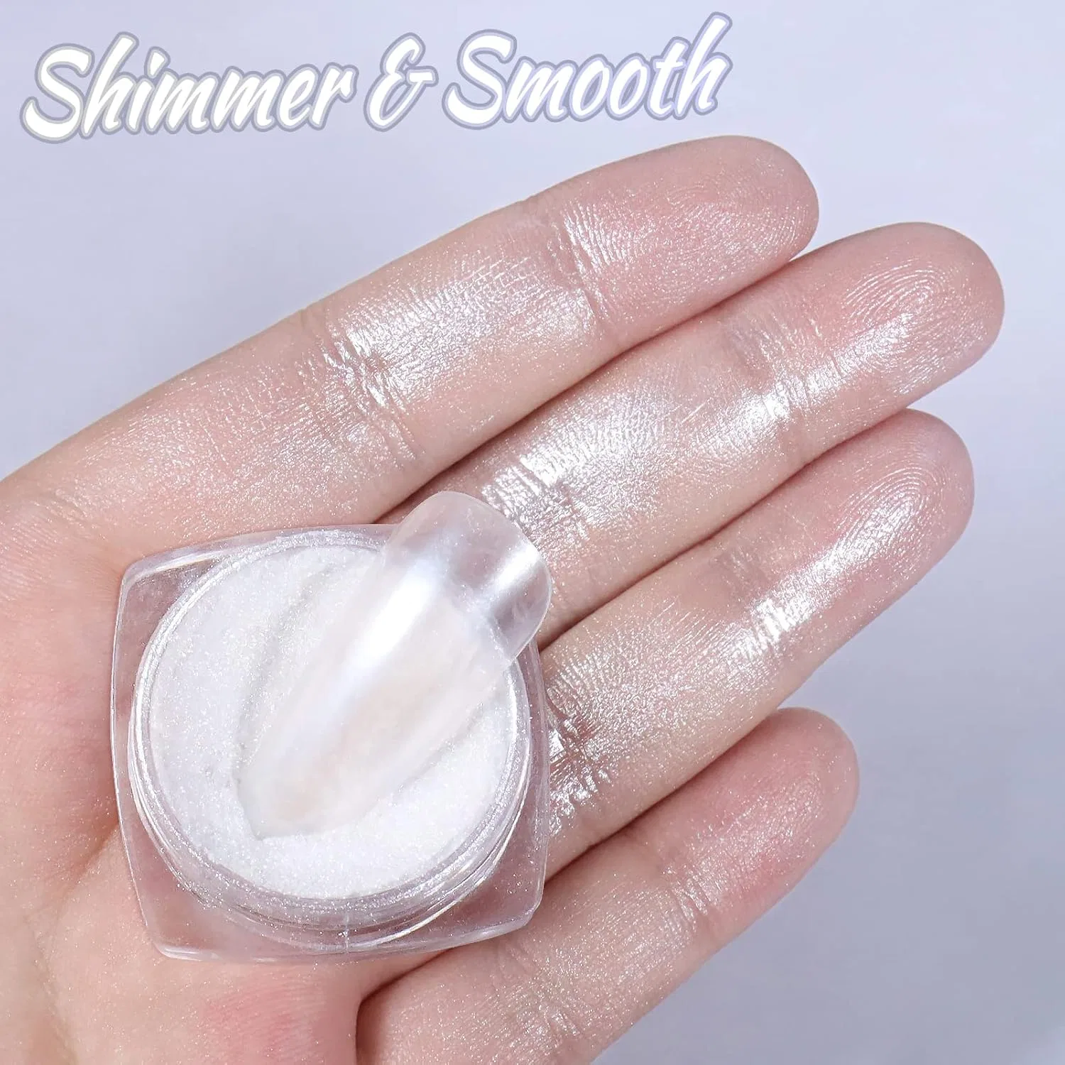 Набор перламутровой втирки для ногтей «White Pearl Chrome» из 8 цветов от Laza Laza, Colorful White — фото 3