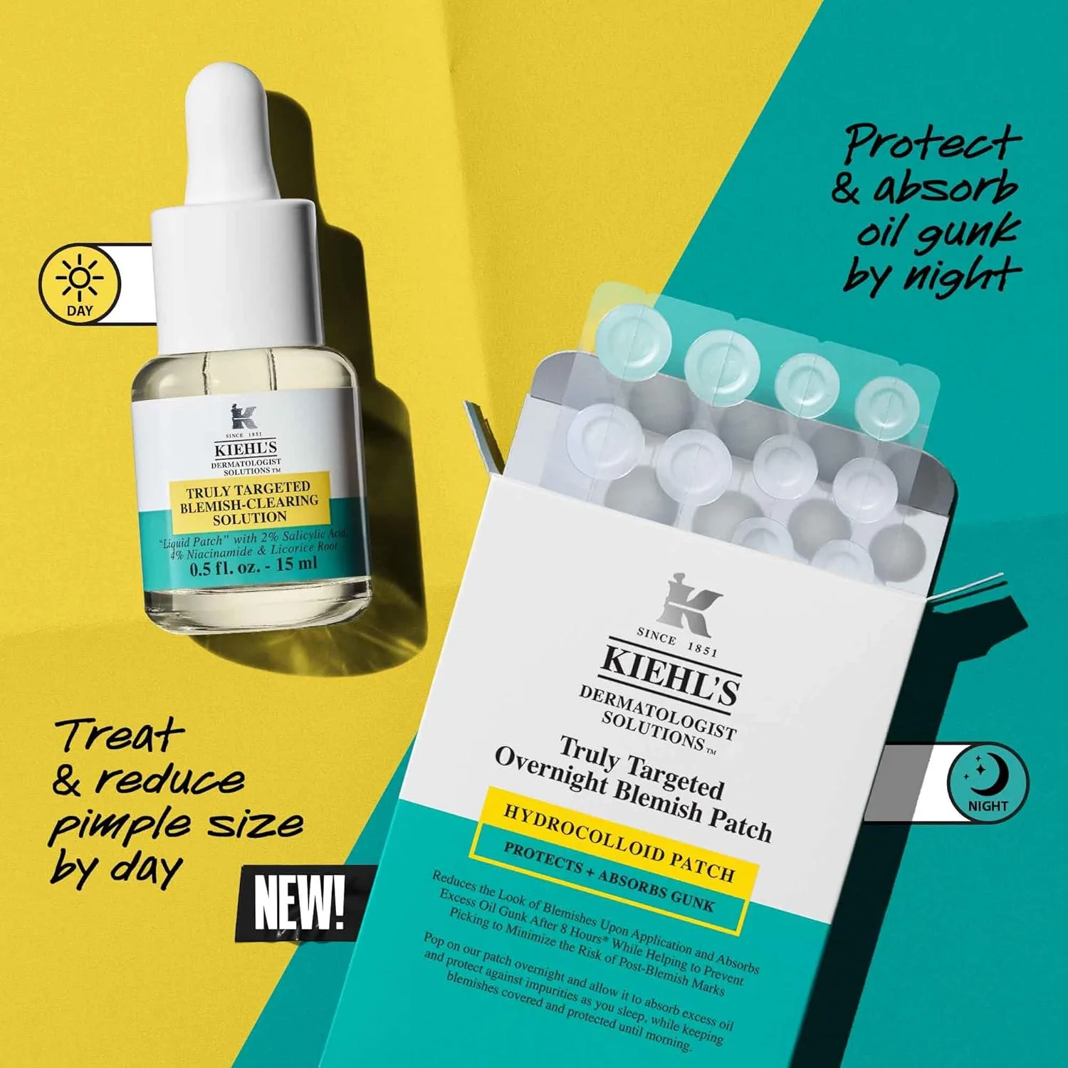 Kiehl's ночные пластыри от прыщей - невидимые гидроколлоидные патчи для точечного лечения, впитывают излишки кожного сала и загрязнения, уменьшают белые и черные точки, акне (22 шт) — фото 3