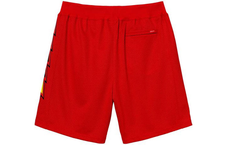 Спортивные шорты Supreme SS18 Bolt Basketball Short Red Mesh Flash Sports Shorts Unisex, красный — фото 2