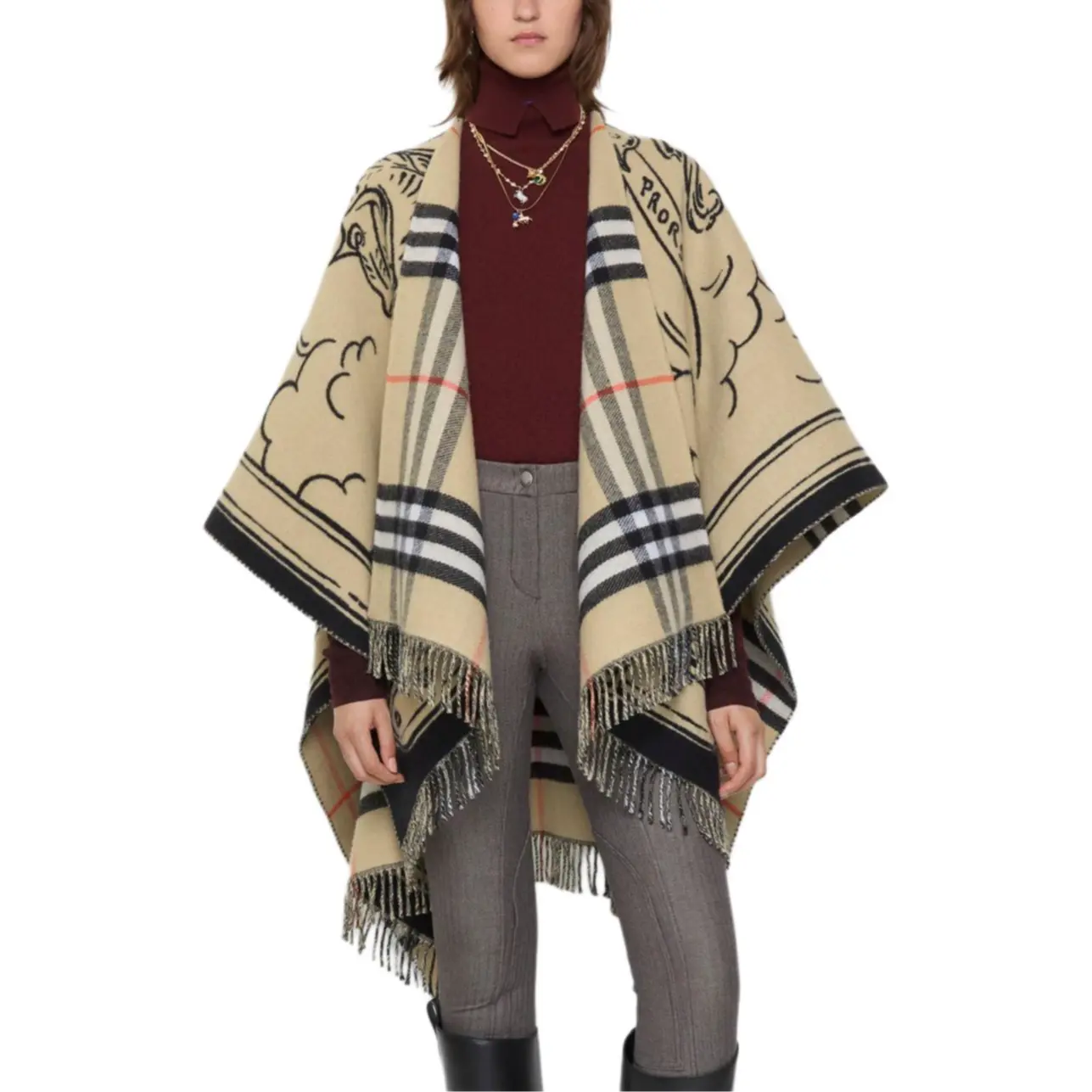 Шарф Burberry, мужской, рыцарь-всадник, светло-коричневый — фото 2