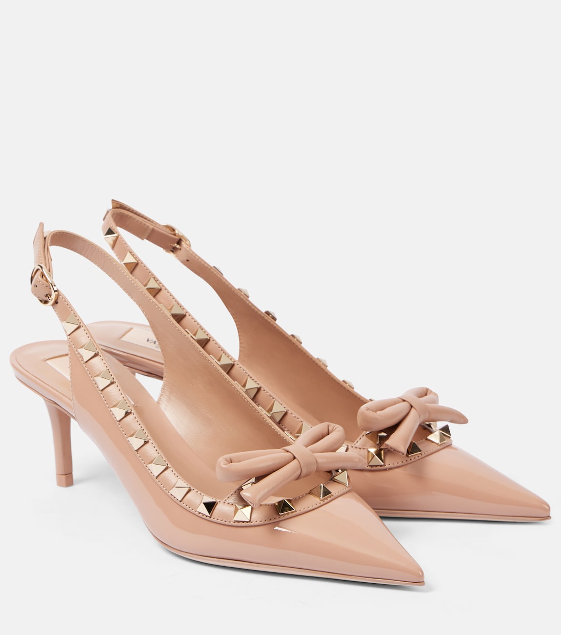 Туфли Rockstud 60 из лакированной кожи с открытой пяткой Valentino Garavani, Rose Cannelle