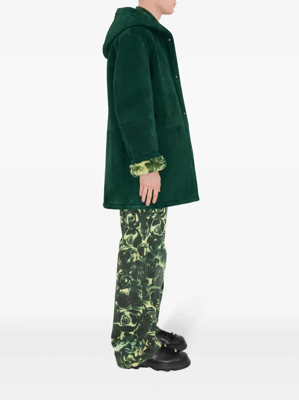 Куртка Burberry из замши и овчины, цвет плюща — фото 3