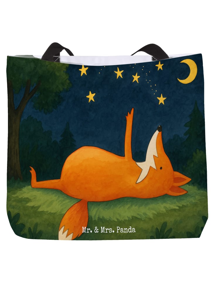 

Сумка-шоппер с рисунком лисы и звезды, без слогана, белого цвета Mr. & Mrs. Panda
