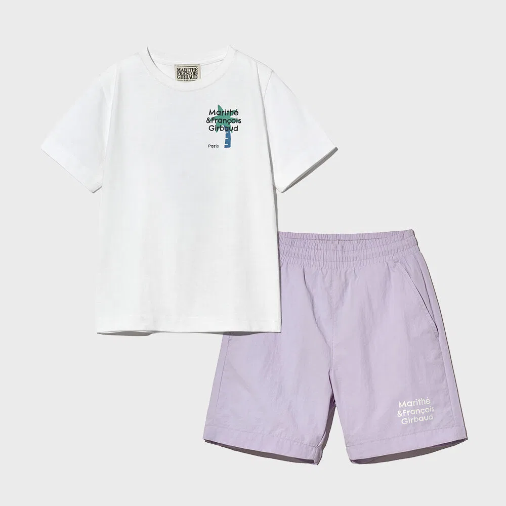 Детский комплект Marithé Kids из футболки и тканых шорт, белый — фото 2