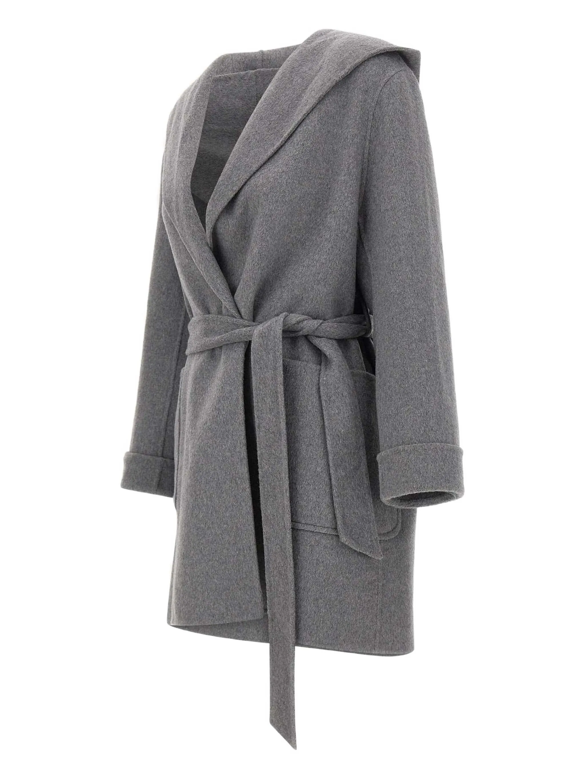 

Пальто с капюшоном и поясом Kaos, серый