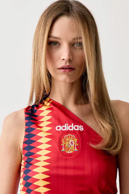 Топ асимметричный кроп-топ Adidas Originals, красный — фото 4