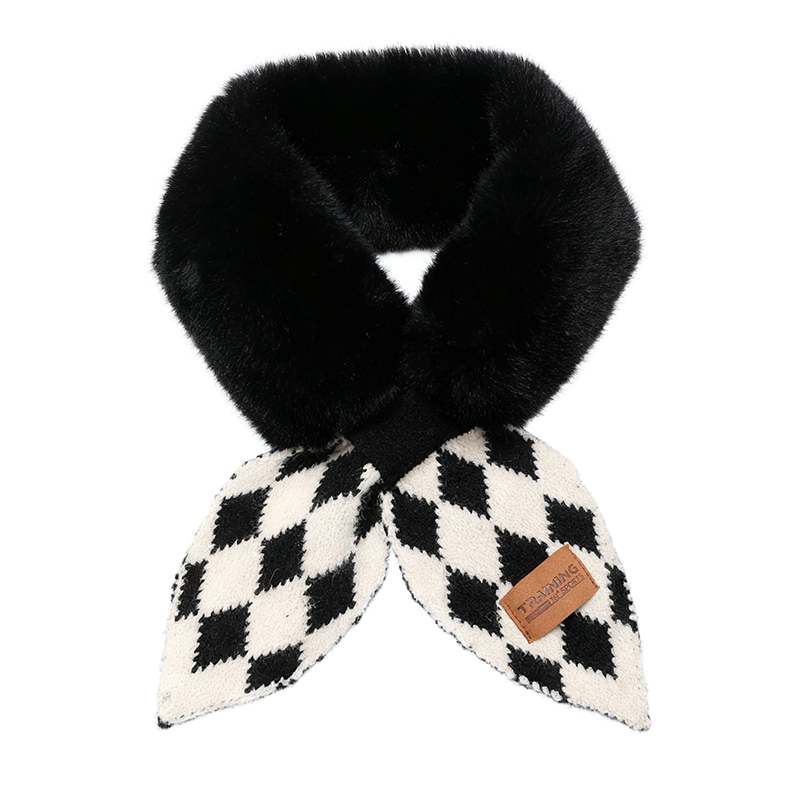 

Шарф из полиэстера Unisex 361°, черный[fashion patchwork plush scarf]