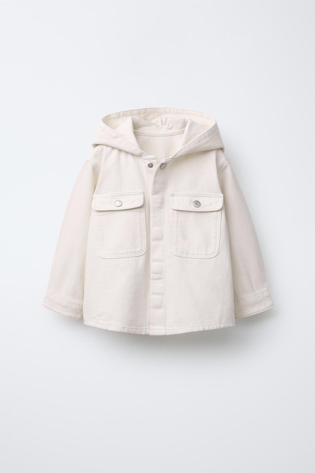 

Верхняя рубашка с капюшоном ZARA, экрю