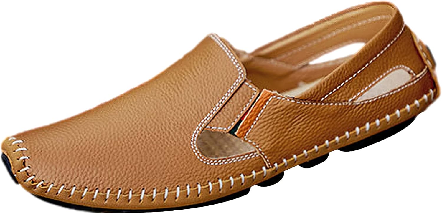 

Мужские кожаные мокасины rismart для вождения, комфортные слипоны для ходьбы, коричневый