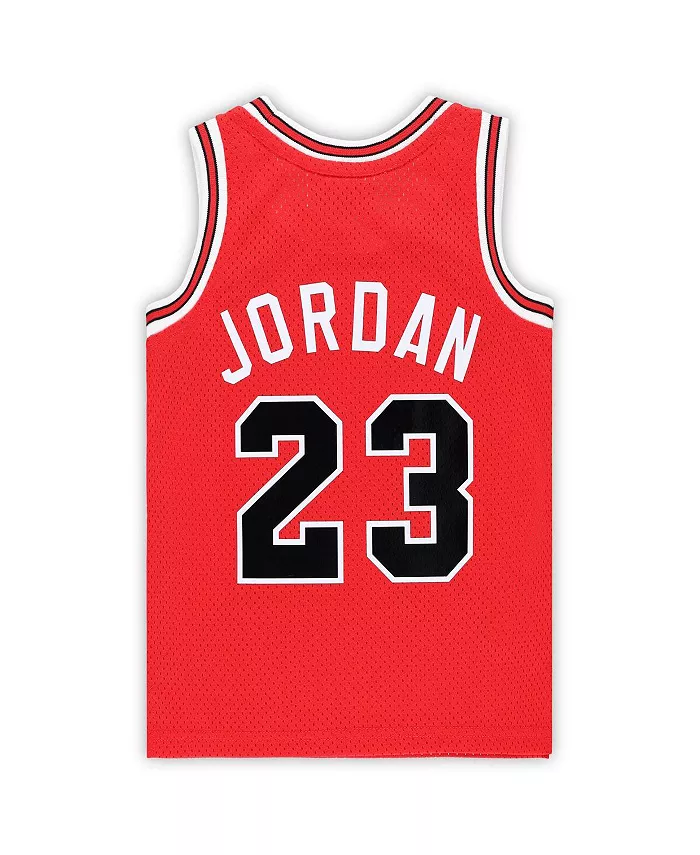 Детская аутентичная баскетбольная майка Chicago Bulls 1984/85 Hardwood Classics Майкл Джордан в красном цвете Mitchell & Ness — фото 2