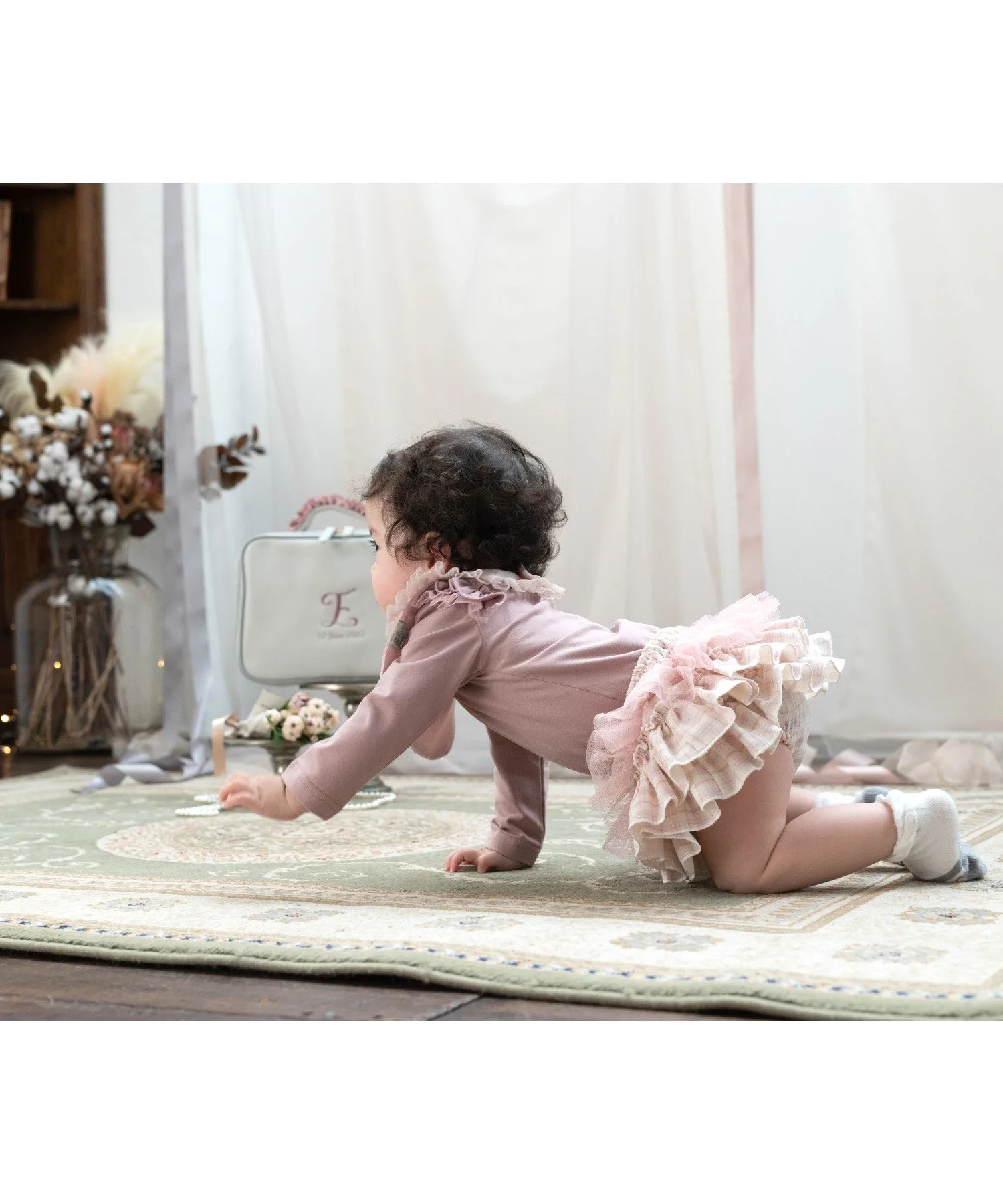 Подарочная коробка для новорожденного с праздничной упаковкой Panpantutu, Milk Pink Check — фото 3