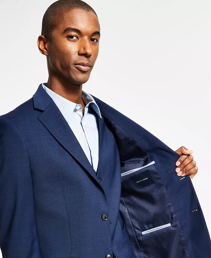 Мужская куртка от костюма Modern-Fit из шерсти TH-Flex с эластичной вставкой Tommy Hilfiger, синий — фото 3
