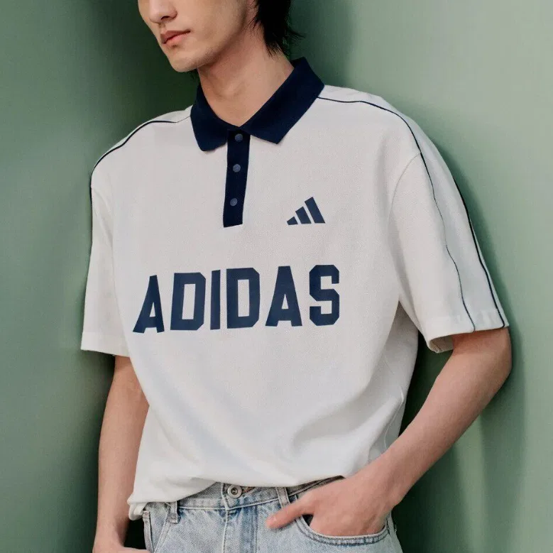 Поло унисекс Jade White с воротником-поло, прямой крой Adidas — фото 4