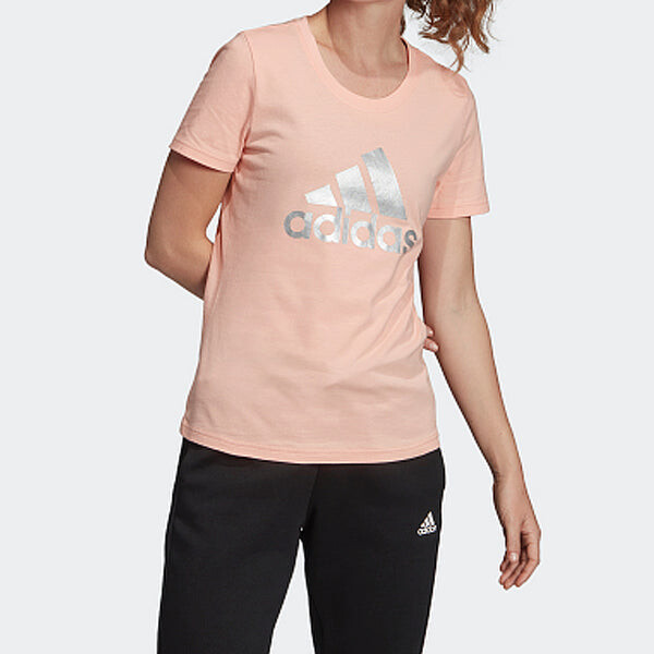 Футболка спортивная стильные с коротким рукавом розовые красные Adidas, красный — фото 3